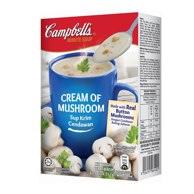 Campbell Instant Soup Cream Of Mushroom, 3 x 21.1g