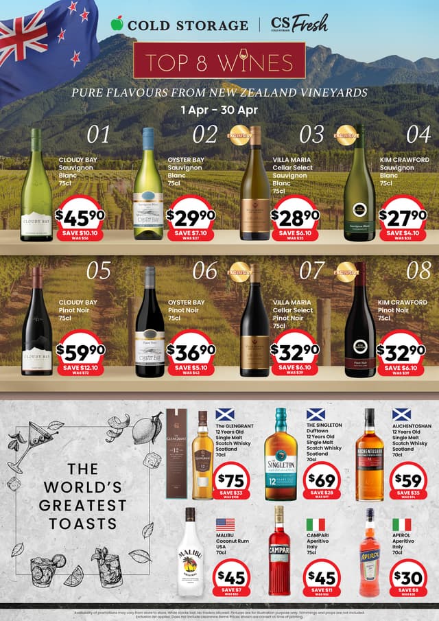 Top 8 Wines: Pure Flavours From New Zealand Vineyards (Till 30 Apr)