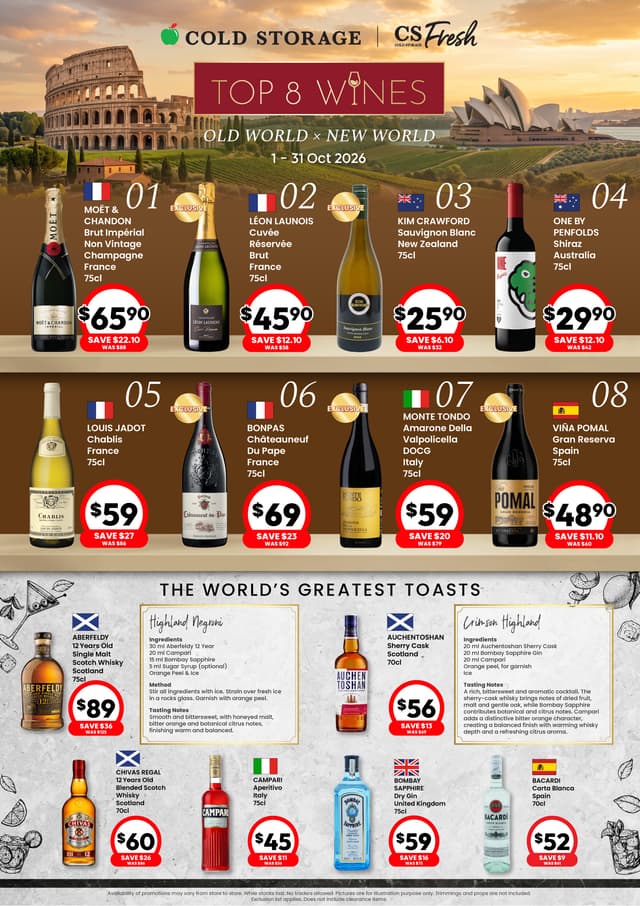Top 8 Wines: Old World x New World (Till 31 Oct)