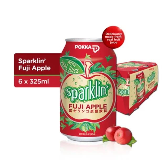 Pokka Fuji Apple Sparkling Juice 6 x 325ml