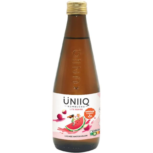 Uniiq Lychee & Watermelon Kombucha Bottle 315ml