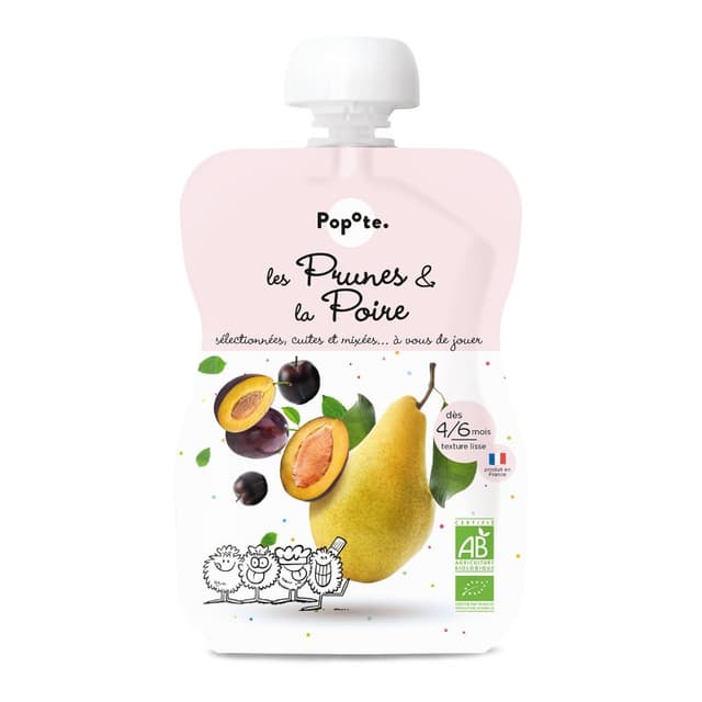 Popote Organic Plums And Pear Puree 120g