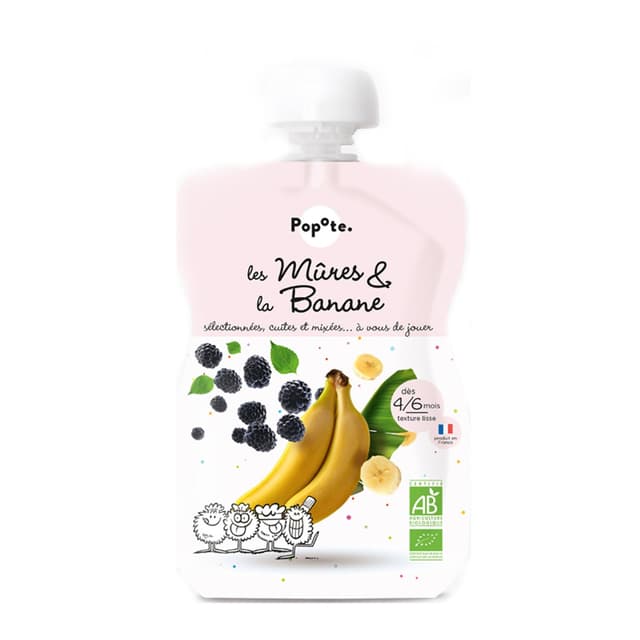 Popote Organic Blackberries And Banana Puree 120g
