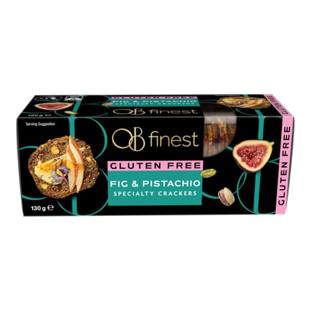 OB Finest Specialty Crackers Gluten-Free Fig & Pistachio, 130g