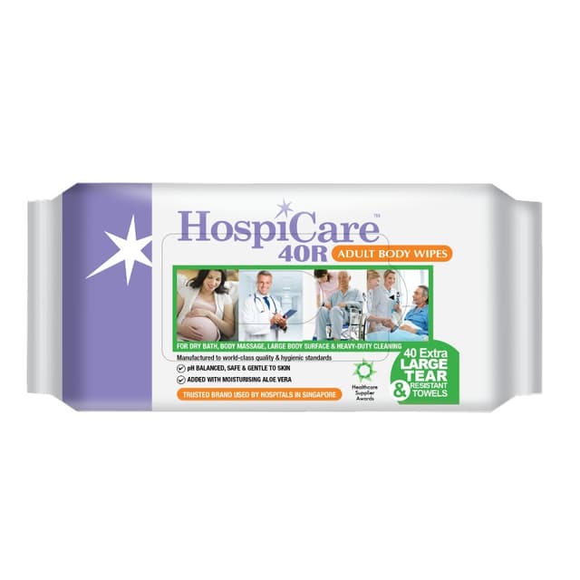 Hospicare 40R Adult Body Wipes X-L 40S