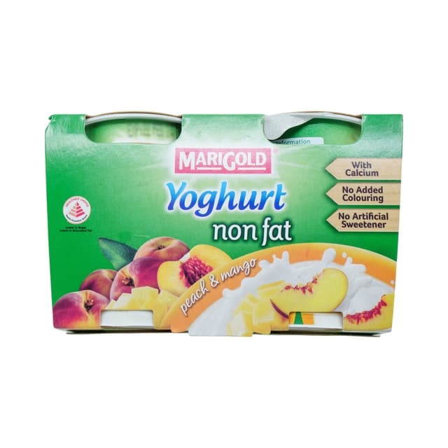 Marigold Non Fat Yoghurt Peach Mango x 2, 130g