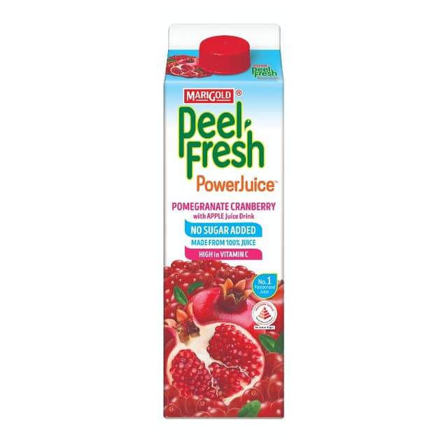 Marigold Peel Fresh Cranberry & Apple Juice Drink - No Sugar Added, 1L