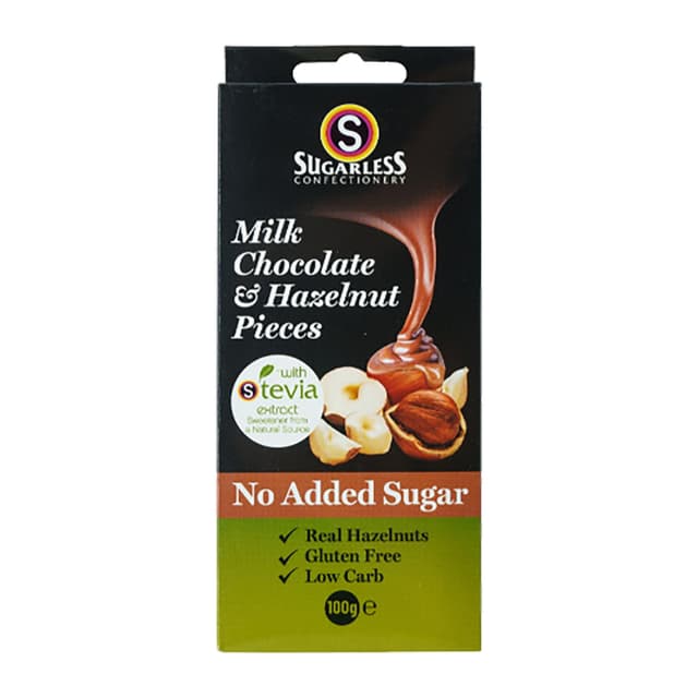 Sugarless Milk Chocolate & Hazelnut 100g