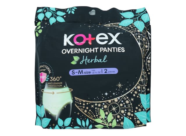 Kotex Herbal Overnight Panties S-M 2 Pcs