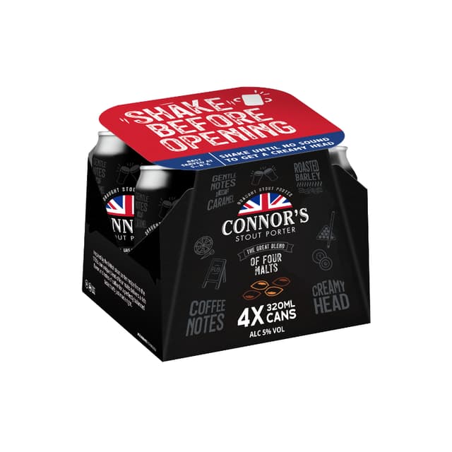 Connors Stout Porter Can, 4 x 320ml