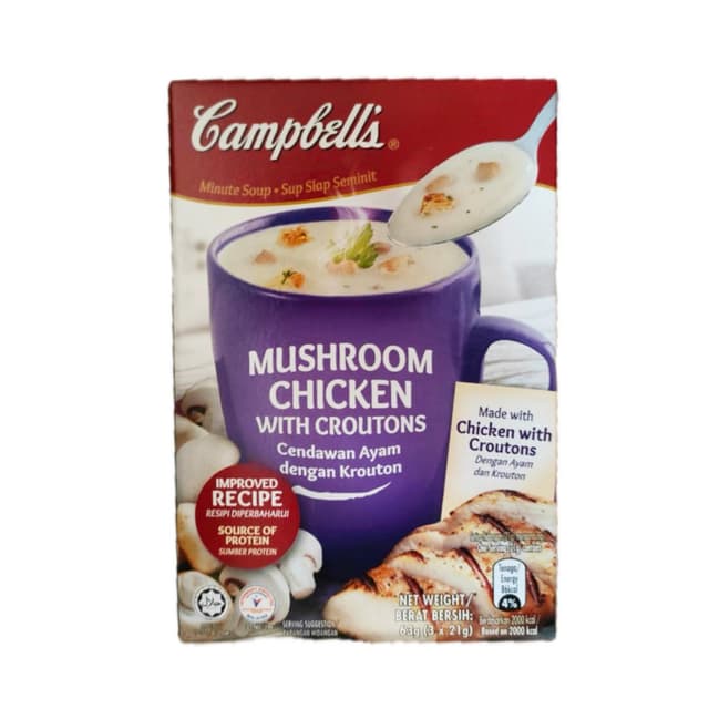 Campbell Instant Soup Mushroom Chicken with Croutons, 3 x 22g