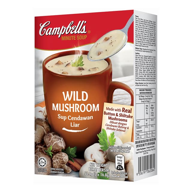 Campbell Instant Soup Wild Mushroom, 3 x 16.8g