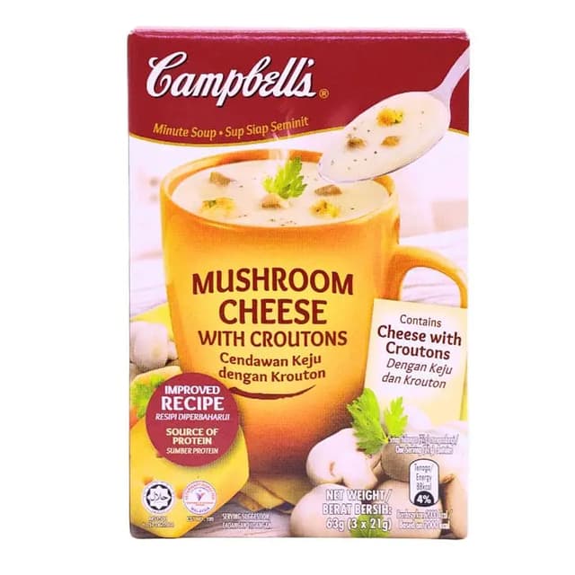 Campbell Instant Soup Mushroom Cheese with Croutons, 3 x 22g
