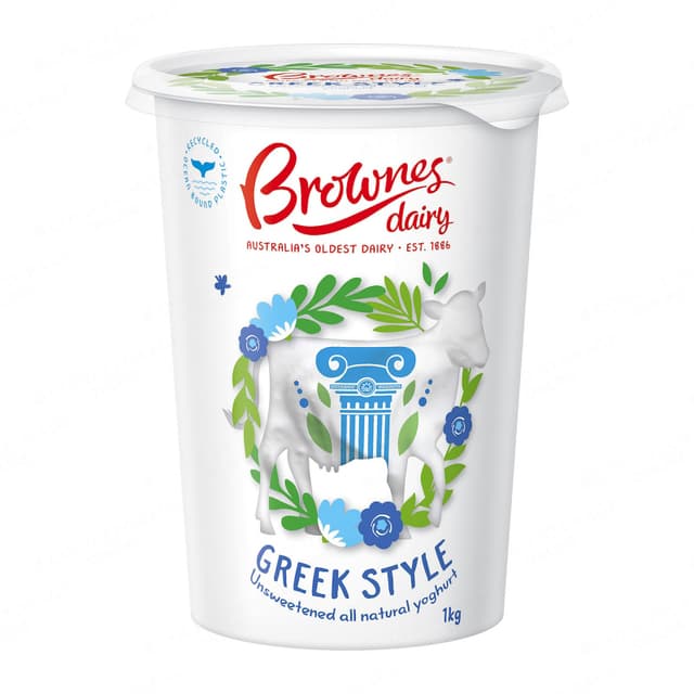 Brownes Dairy Greek Style Unsweetened Yoghurt 1Kg