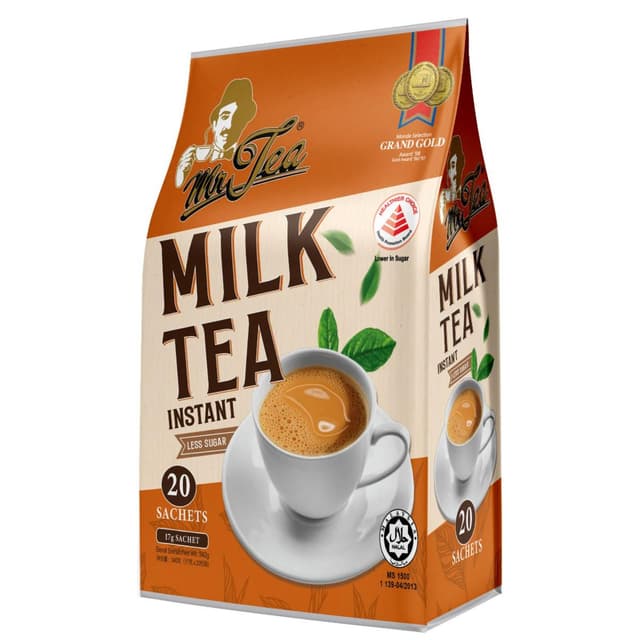 Mr Tea Instant Milk Tea Less Sugar, 18x17g