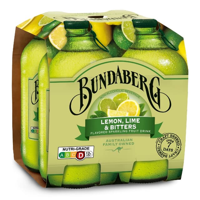 Bundaberg Lemon Lime Bitter, 4 x 375ml