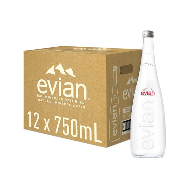 Evian Natural Mineral Water Glass, 12x750ml