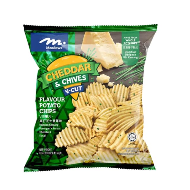 Meadows Cheddar And Chives V-Cut Potato Chips 60g
