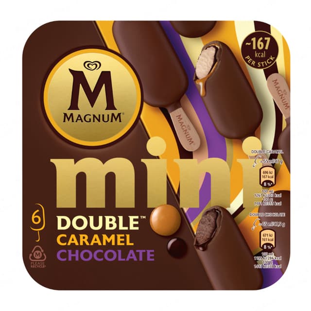Magnum Mini Double Chocolate & Double Caramel Ice Cream Sticks 6 x 55ml