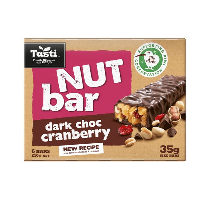 Tasti Nut Bar Dark Chocolate & Cranberry 210g