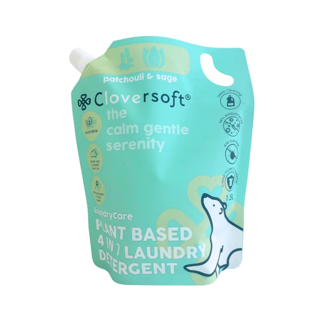 Cloversoft Plant-Based 4 in 1 Laundry Liquid Detergent Refill Pack Patchouli & Sage 1.5L