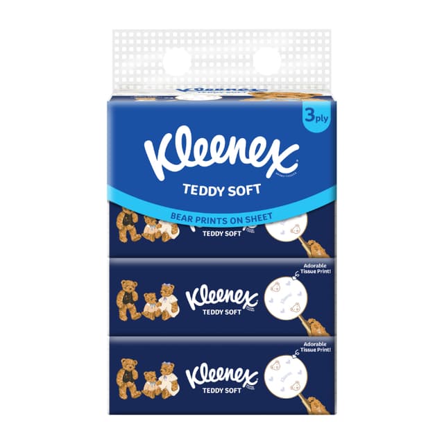 Kleenex 3 Ply Facial Tissue Teddy Soft Pack 4 x 100 sheet
