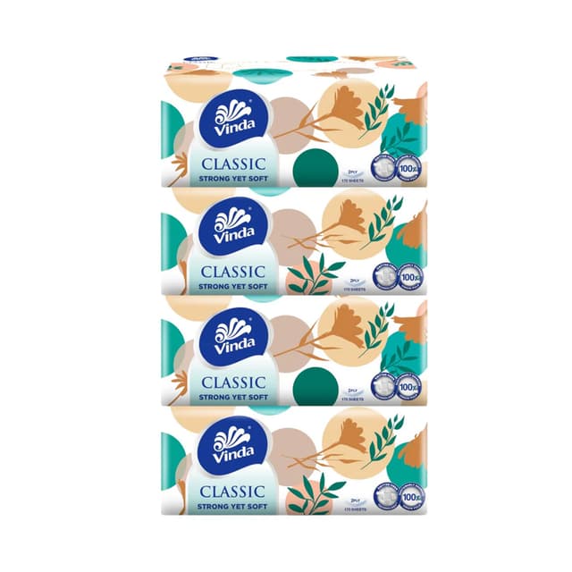 Vinda Classic Tissue Box 4 x 170s