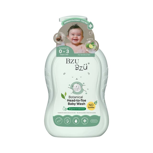 Bzu Bzu Head To Toe Baby Wash Bergamot & Cedarwood 600ml