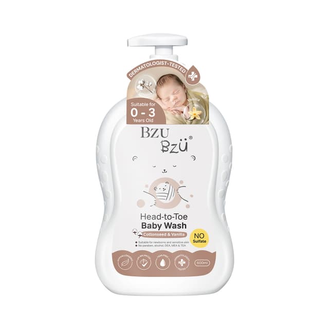 Bzu Bzu Head To Toe Body Wash Cottonseed & Vanilla 600ml