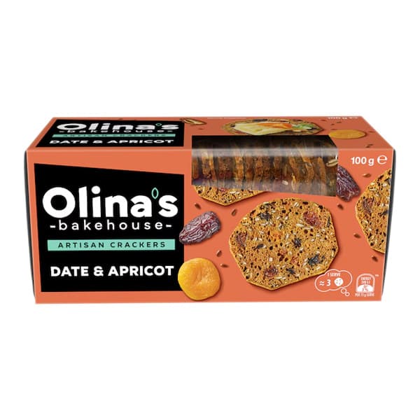 Olina's Crackers Date & Apricot 100g