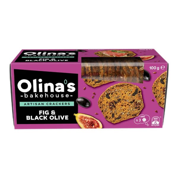 Olina's Crackers Fig & Black Olive 100g