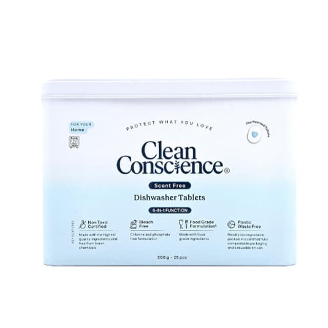 Clean Conscience Dishwasher Tablets Scent Free 25s 500g
