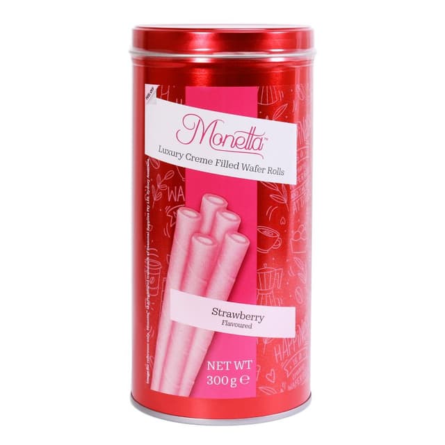 Monetta  Wafer Rolls Strawberry 300g