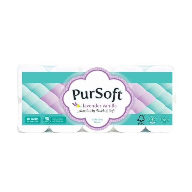 Pursoft Bathroom Tissue Lavender 4ply 10x180s