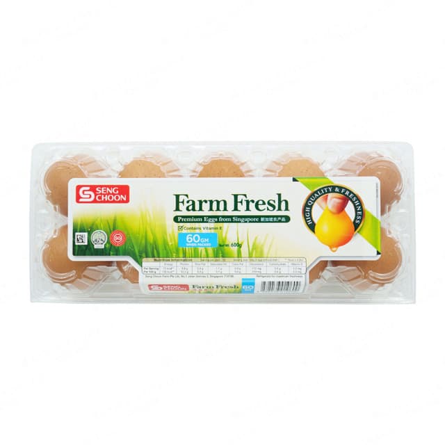 Seng Choon Farm Fresh Eggs 60- 65g 10s