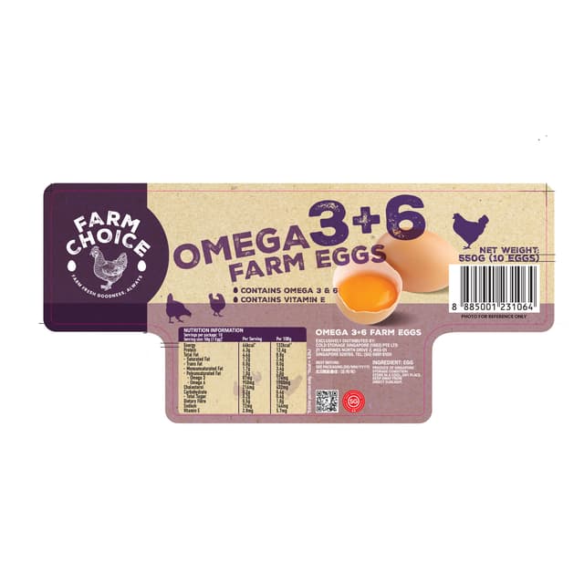Farm Choice Singapore Omega 3+6 Farm Eggs 10s 550g