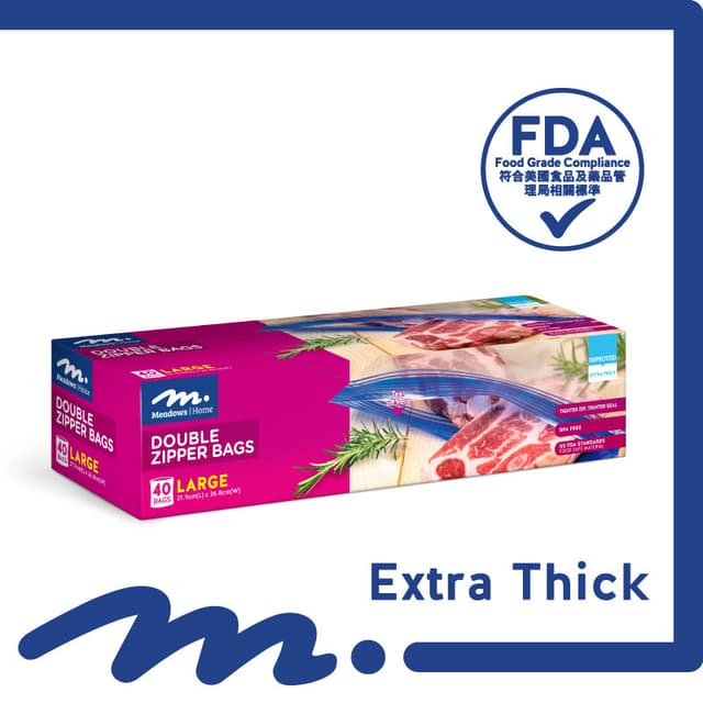 Meadows Home Double Zip Bag Large x 40
