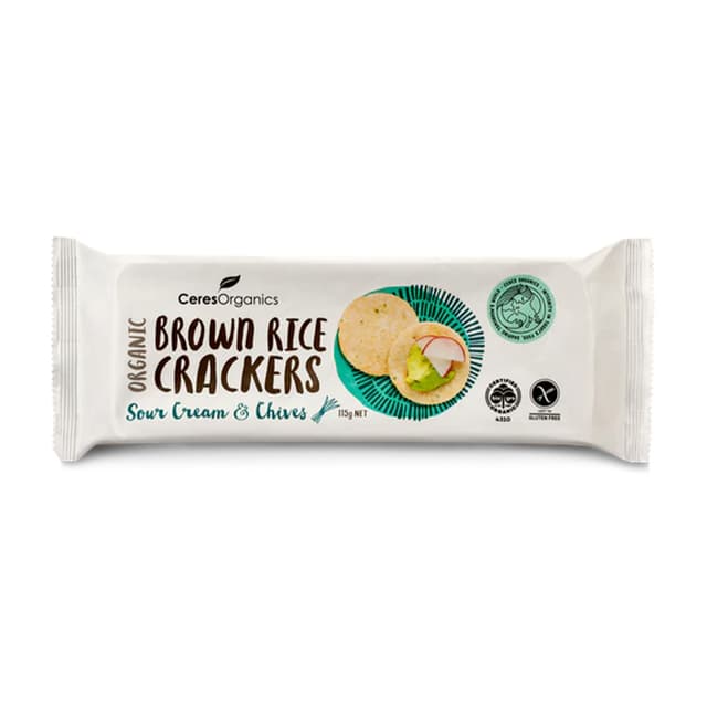 Ceres Organics Rice Crackers Sour Cream & Chives 115g