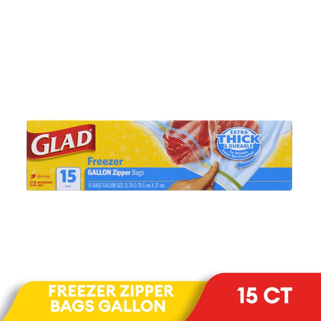 Glad Freezer Gallon Zipper Bags 15s