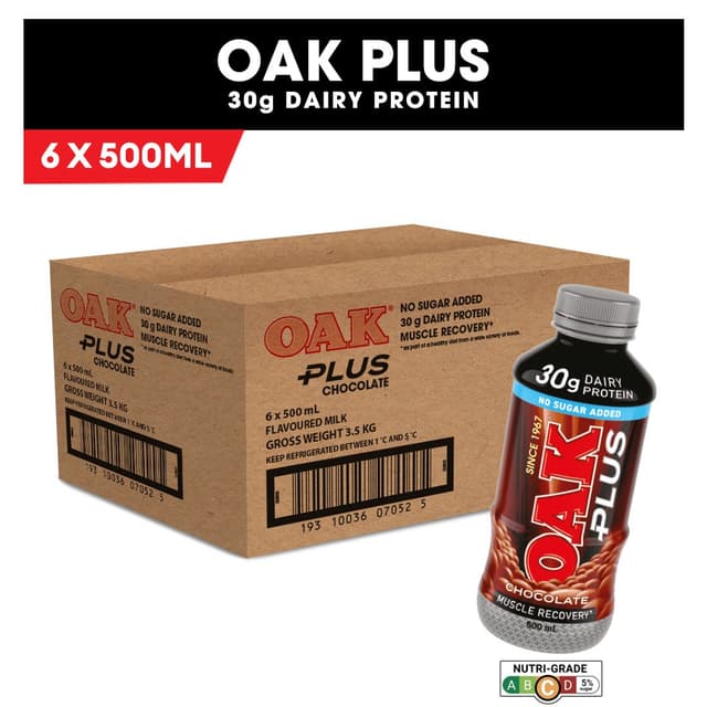 Oak Plus Protein Chocolate Milk 6s x 500ml