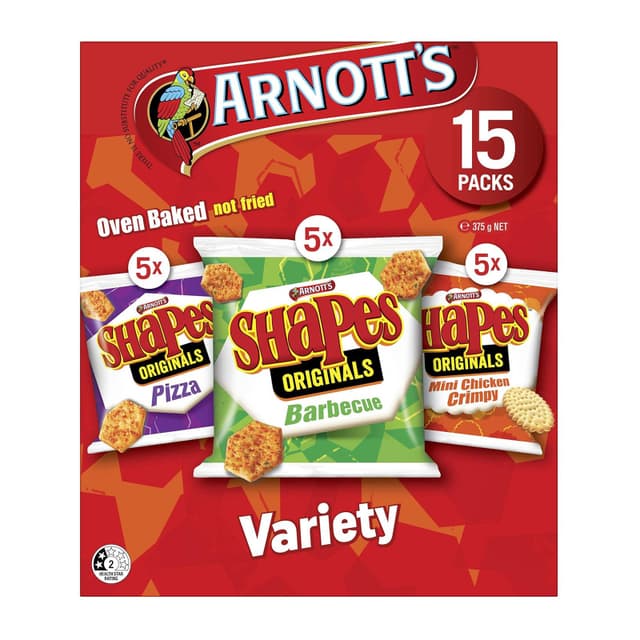 Arnott's Shapes Variety Pizza Flavoured Biscuits Multipack 375g