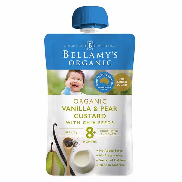 Bellamy's Organic Vanilla & Pear Custard 120g