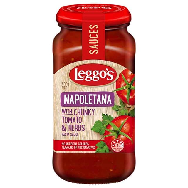 Leggo's Pasta Sauce - Napoletana With Chunky Tomatoes and Herbs 500g