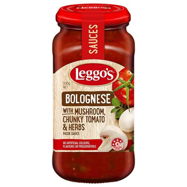 Leggo's Pasta Sauce - Bolognese With Mushroom, Chunky Tomatoes & Herbs 500g